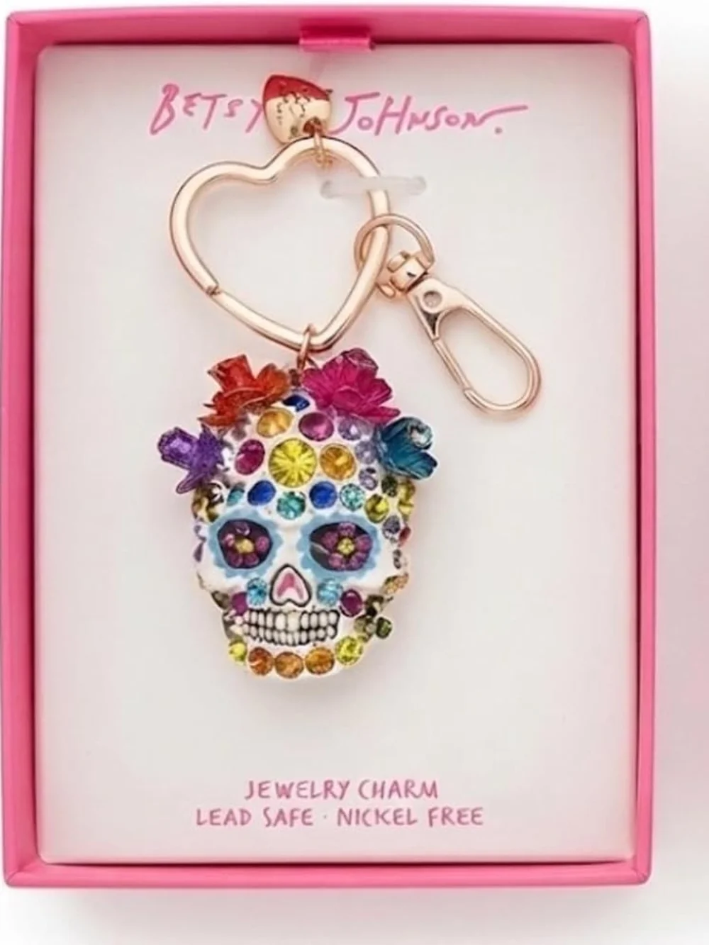 Betsey Johnson Sugar Skull Keychain Bag Charm